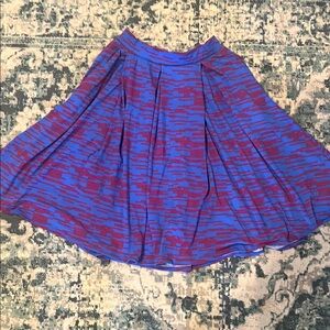 LuLaRoe Blue and Red Pleated Skater Skirt